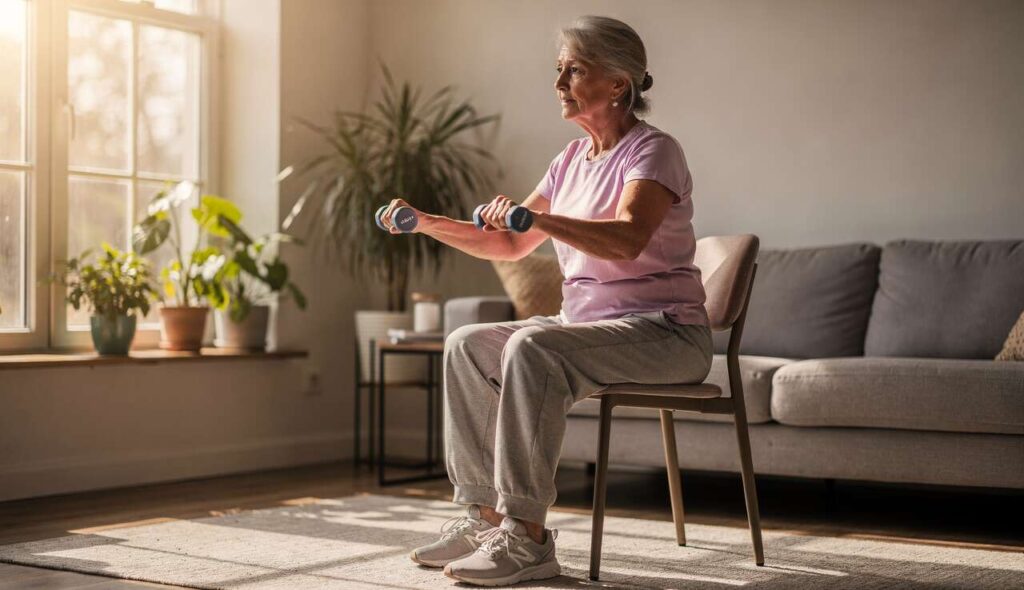 4 ćwiczenia na siedząco, które odbudują mięśnie skuteczniej niż siłownia po 60-tce