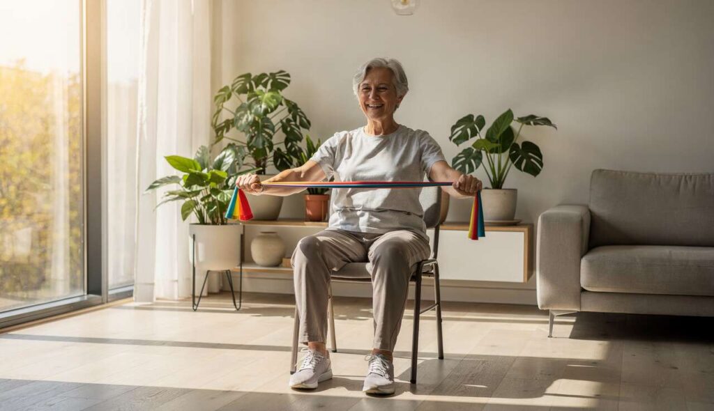 4 ćwiczenia na siedząco, które wzmocnią mięśnie skuteczniej niż siłownia po 60-tce